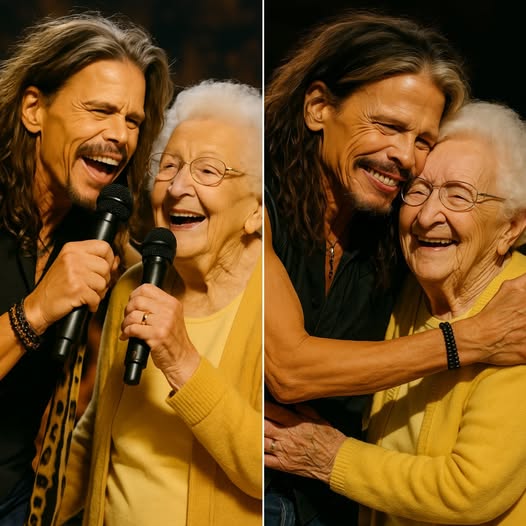 Steven Tyler suddenly fell silent, his gaze fixed on a silver-haired woman in the front row 