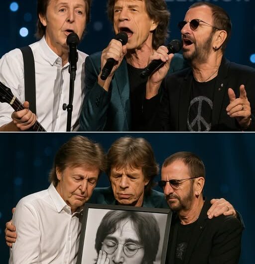 It was the kind of night that felt torn out of history, when Paul McCartney, Mick Jagger, and Ringo Starr stood side by side under the stage lights, their voices rising together in a raw, trembling tribute to John Lennon; 